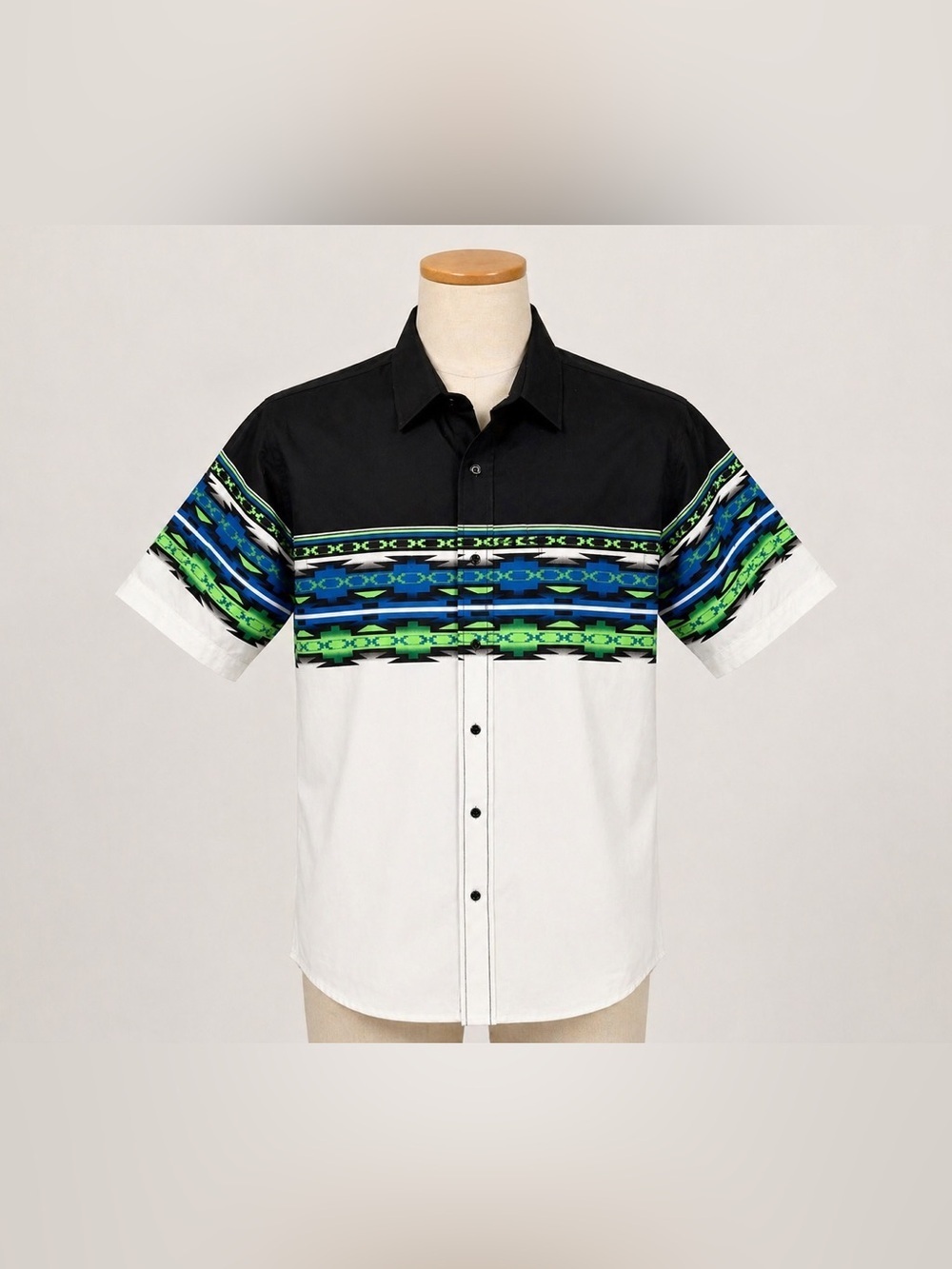 Vintage Brooks & Dunn Aztec Western Shirt L Southwestern Cowboy Button Up